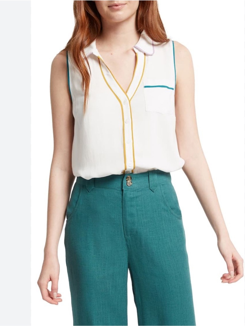 ModCloth "Primary Colors" Sleeveless Button Up Blouse!
